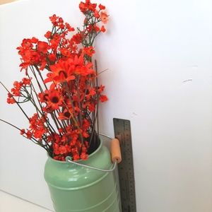 Apple Green Vintage- Farmhouse Metal Flower Vase with Wooden Handle